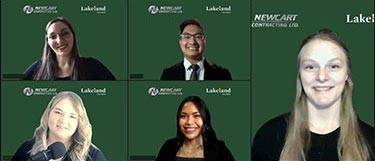 On screen shot of business case team members Lakeland's business case team of Mary Novick, Jeru Lopez, Fernanda Martinelli, Gabriella Fea and Maxime Lebo