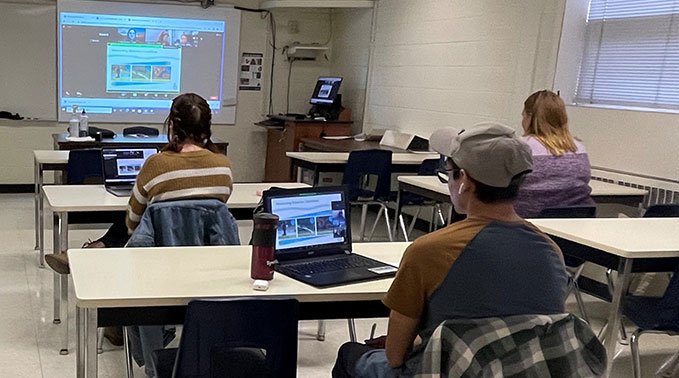 Students at the virtal showcase