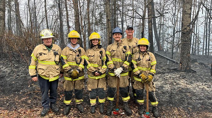 A group of Lakeland College emergency services technology students in Entwistle, Alta.