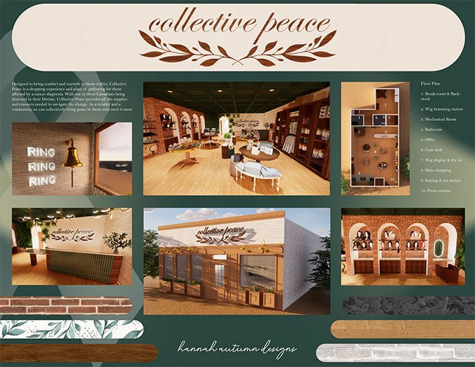 Hannah Tataryn's retail design assignment titled Collective Peace