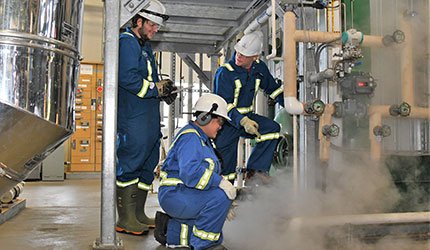 Students working in Energy Centre in full PPE