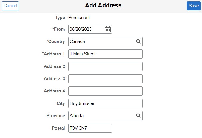 permanent address edit screen