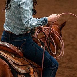 Student riding a horse