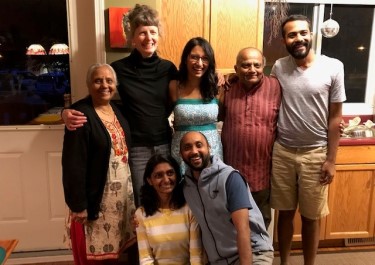 the haria family at Jasper potluck with another alumni