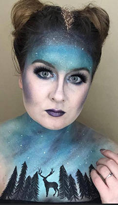 Courtnee Coolidge wearing the makeup look that won top honours at Best of the Prairies competition