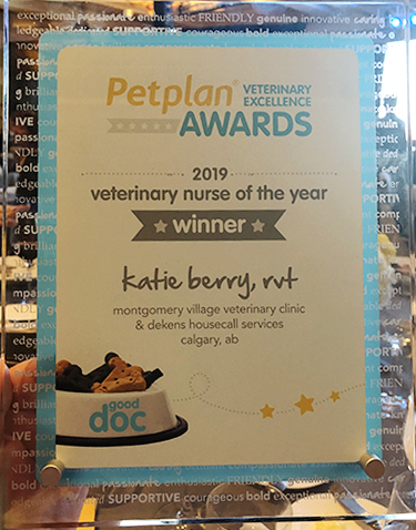 Katie Berry's Petplan Award Certificate