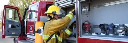 fireman at firetruck