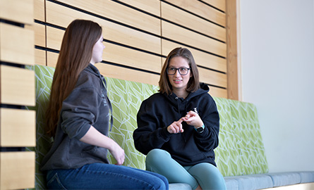 Students practicing sign language
