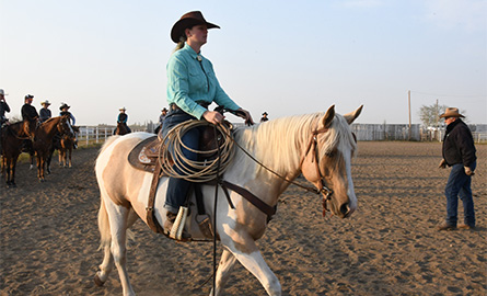 Lakeland student practicing riding their horse