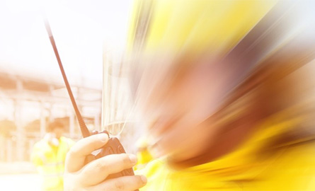 Stylistic image of first responder on radio