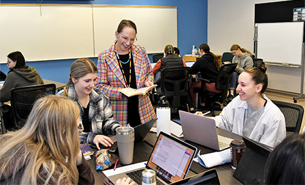 Students studying Canadian literature