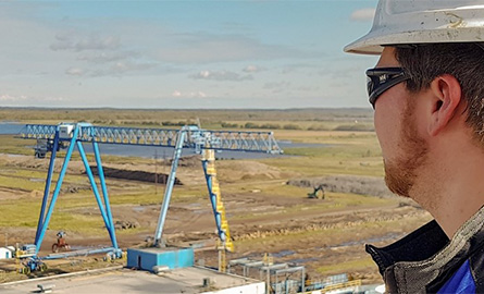 Student overlooking an environmental site