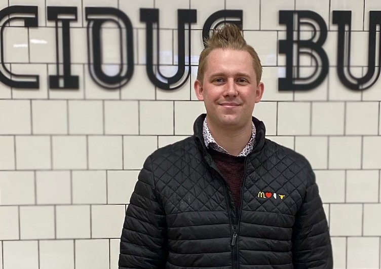 Colton Johannesen, a first-year business administration student, at one of his family's McDonald's locations.