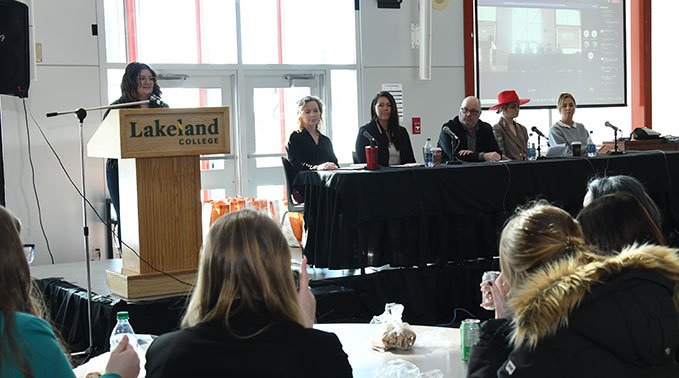 Students speaking at Dress for Success