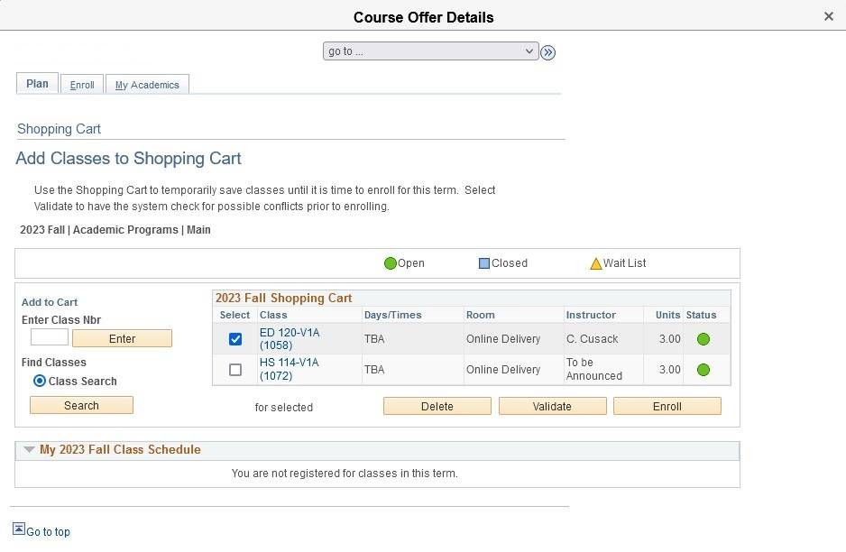 Class shopping cart screen