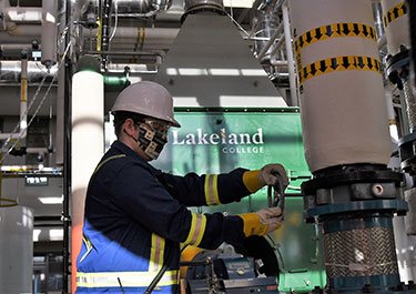 Process and power engineering student Jake Paziuk working at Energy Centre