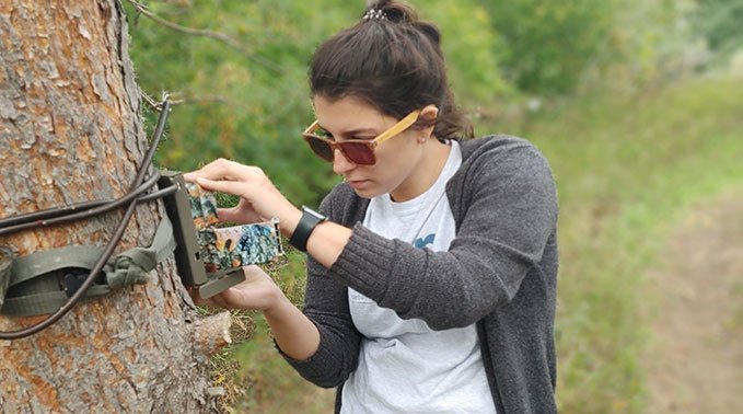 Katie Harris with trail cam