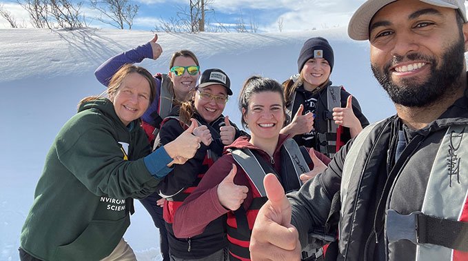 Student group by the Vermilion river