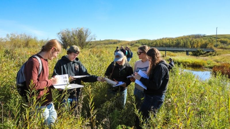 Group of BASEM students learning in the field