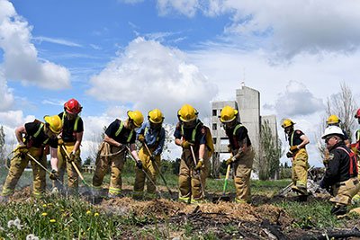 Lakleland College firefighter training students participating in a hands-on lab