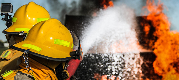 Firefighters battle fire