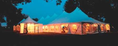 tents lit up at Feast on the Farm