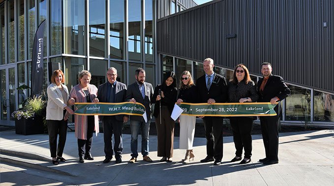 Ribbon cutting at the rejuvenated WHT Mead Building