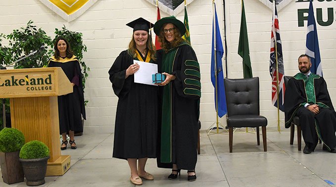 Maxine and president Dr. Alice Wainwright-Stewart at convocation