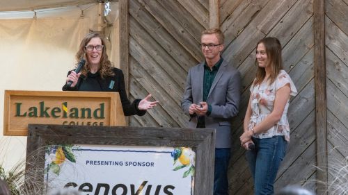 Dr. Alice Wainwright-Stewart addresses guests from the podium.