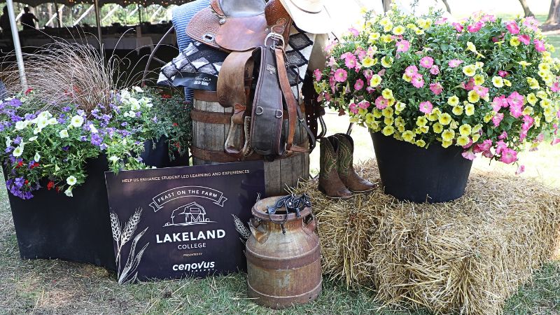Feast on the Farm welcome sign and decor