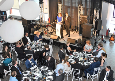 Quinn Hlus, a bachelor of applied science: environmental management student, and Tucker Cochrane, a bachelor of commerce student, emceed the 2019 President's Gala at the Lloydminster campus. 