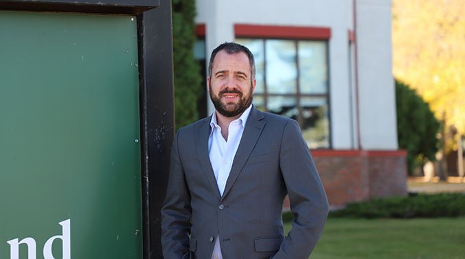 Adam Waterman poses for a photo at Lakeland College's Vermilion campus.