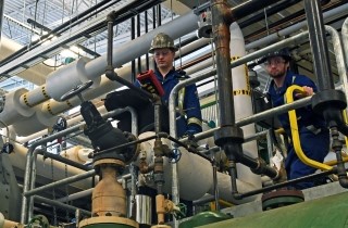 Students working at the energy centre