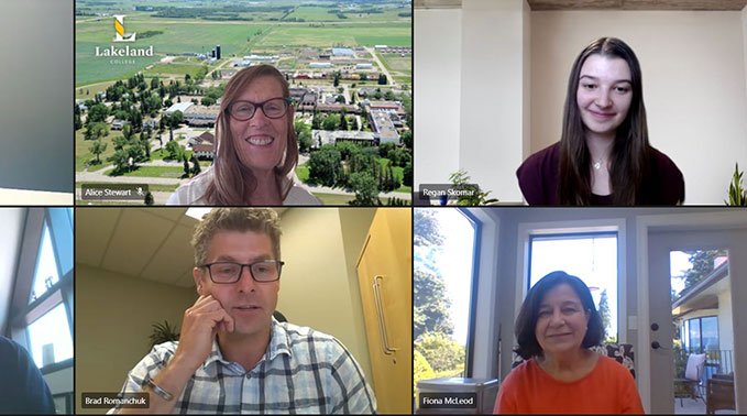 A screen shot of virtual award presentation to Regan Skomar