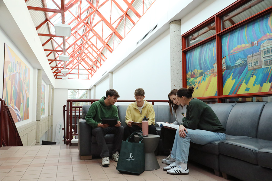 Students studying together at the Lloydminster campus