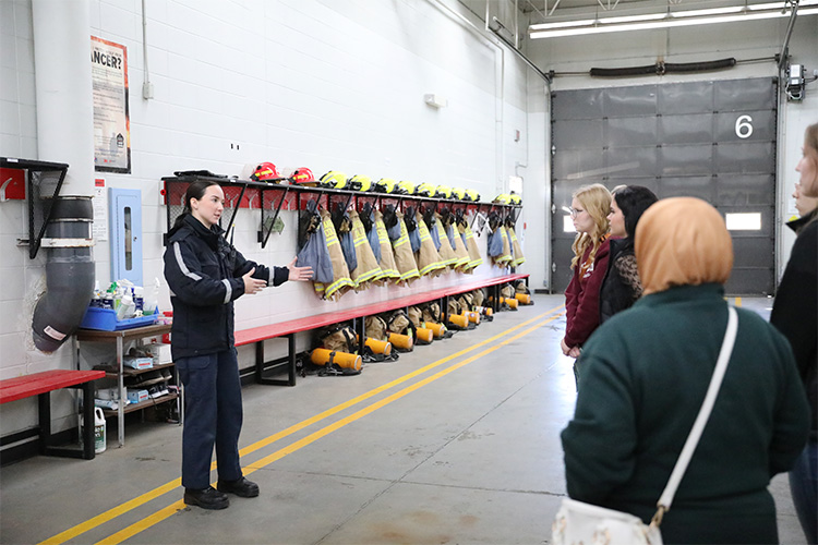 Students attend a tour in the Emergency Trade Centre