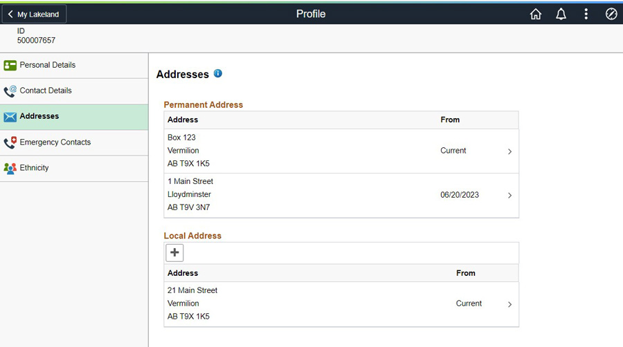 local address screen