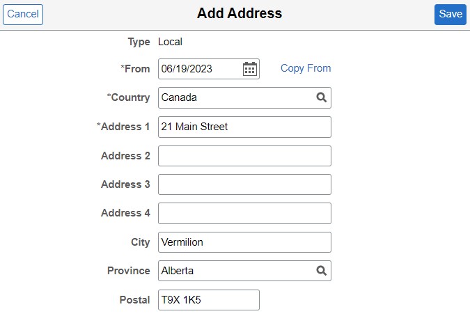 local address edit screen