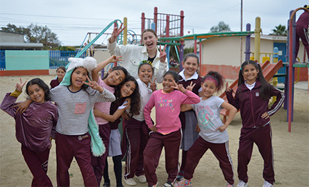 Lakeland education students works with Mexican students