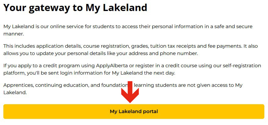 link to My Lakeland portal