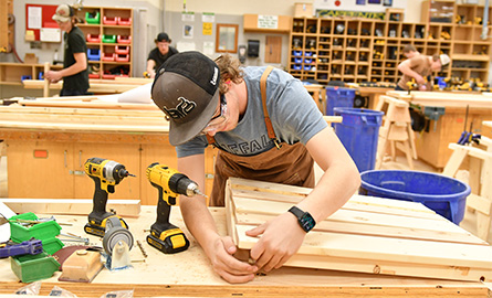 Student building a project