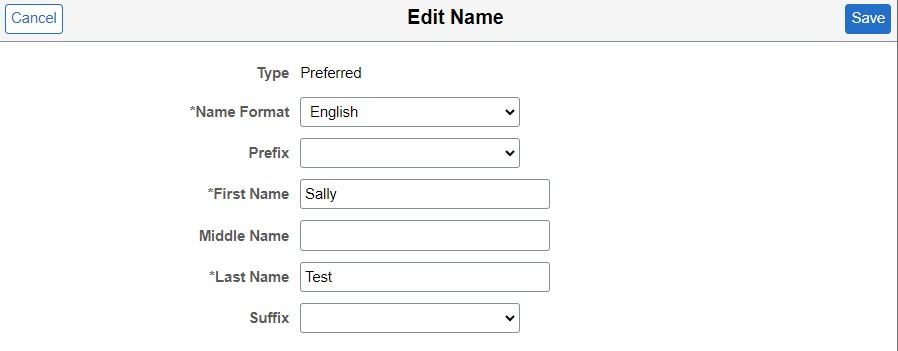 preferred name edit screen