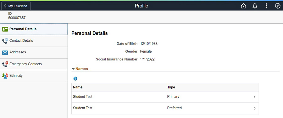 preferred names screen