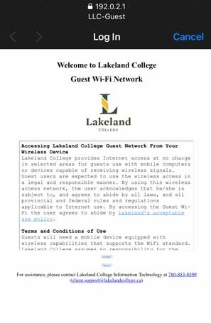 Lakeland College Wi-Fi terms of service