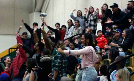 t-shirt toss during the pep rally
