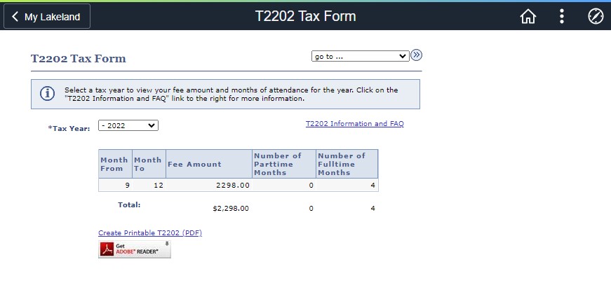 Tax receipt print option screenshot