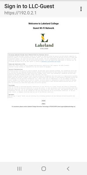 Lakeland College Wi-Fi terms of service