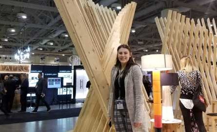 Student viewing an art installation on the Toronto fieldtrip