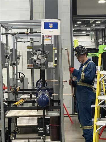Braden Kereliuk, steamfitter-pipefitter, competes at the 2025 Skills Canada National Competition.