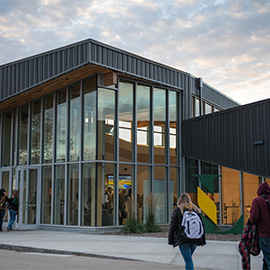 Students walking outside of the Mead building at Vermilion campus